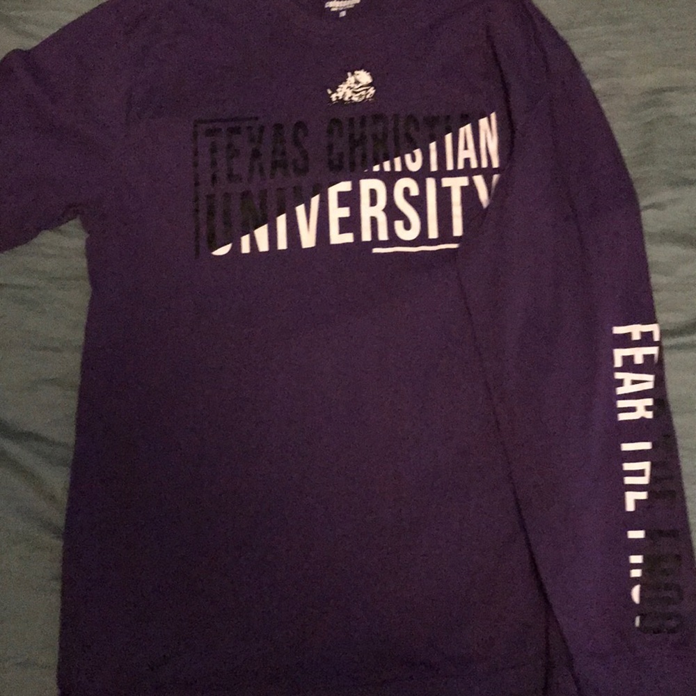 Purple TCU Fear The Frogs Shirt. Academy/Colosseum